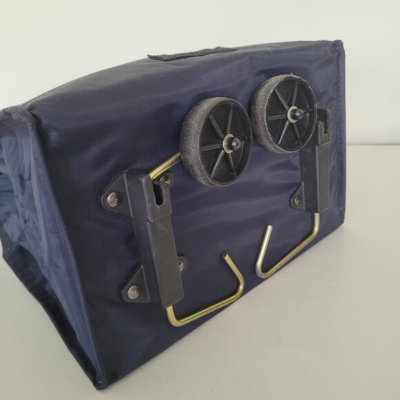 Vincenzo Valentino Shopping Bucket Bag On Wheels Nylon Foldable Navy Blue XL - Picture 5 of 10